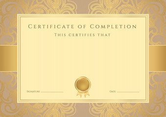 Certificate / Diploma template, background. Frame, pattern