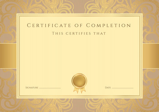Certificate / Diploma template, background. Frame, pattern