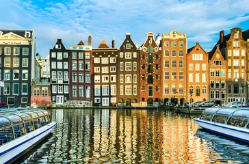 Foto op Aluminium Traditional houses of Amsterdam, Netherlands © Mapics