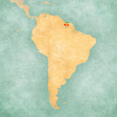 Map of South America - Suriname (Vintage Series)
