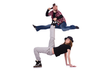 Pair of dancers dancing modern dances