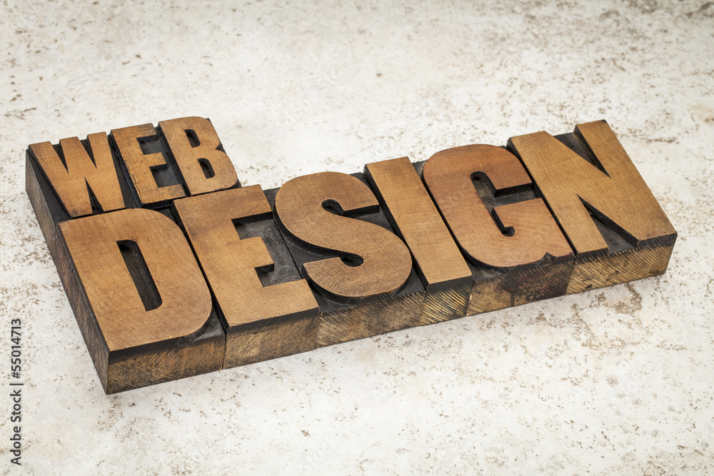 Canvas Prints web design in wood type