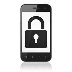 Data concept: Closed Padlock on smartphone