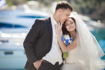 bride and groom at wedding day