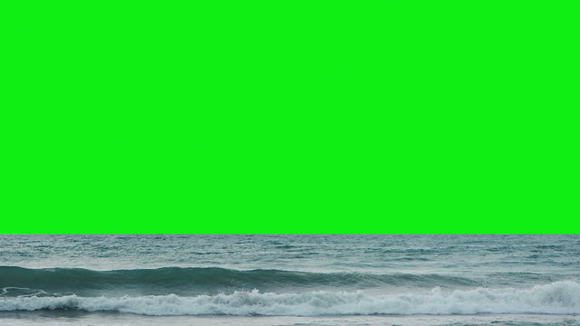 Video 1080p - Sea surf with green screen instead of the sky