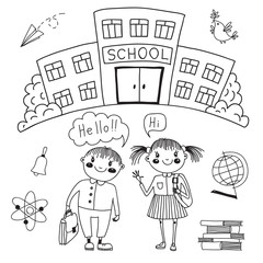 Friends are waiting for you at school. Back to school.