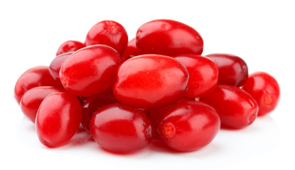 Fresh cornel berries isolated on white