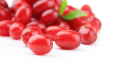 Fresh cornel berries isolated on white