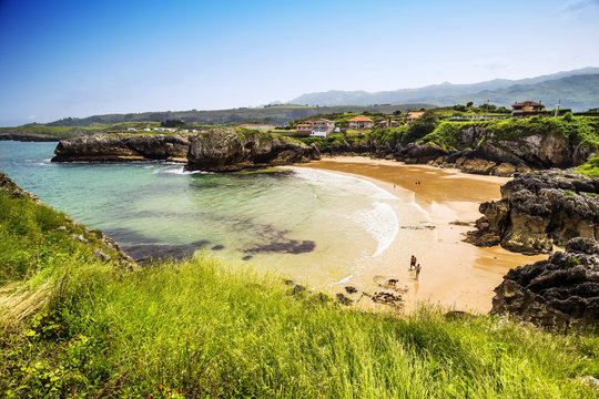 Puertu Chicu beach in Llanes, Asturias, Spain