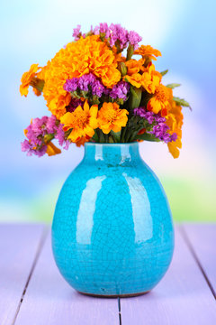 Bouquet Of Marigold Flowers In Vase