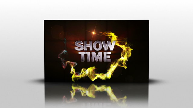 Show Time Text in Cubes, with Green Screen Transition