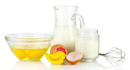 Ingredients for dough isolated on white
