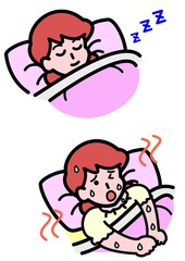 暑くて寝られない女性