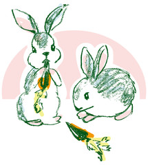 ニンジンを食べるウサギ