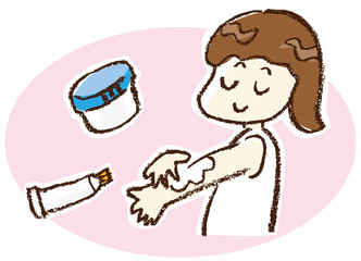 塗り薬を塗る女の子