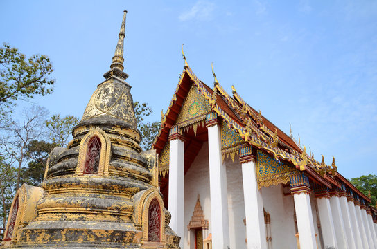 Ancient Buddhist Temple at Wat Khanon in Rachaburi, Thailand.