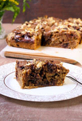 Chocolate and oat cake with nuts