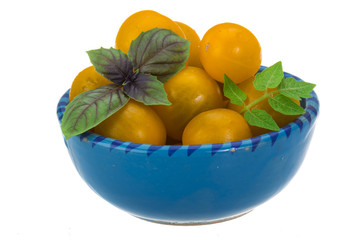 Yellow bright cherry tomato