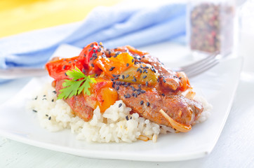 rice with meat and vegetables