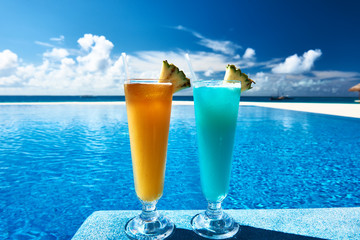 Cocktails near swimming pool