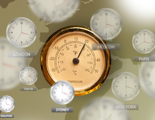 Clocks and time zones over the world concept