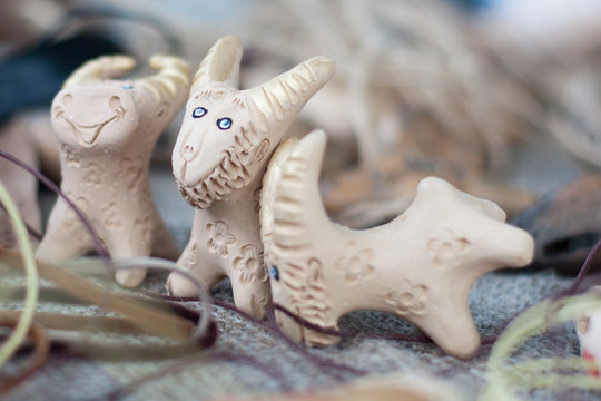 interesting clay whistles in shape of goat