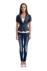 Full length portrait of casual sexy woman