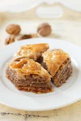 Fototapeta na wymiar Baklava, delicious pastry dessert