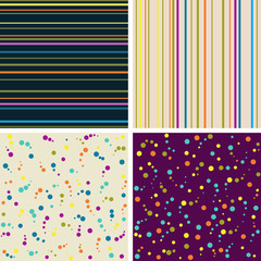 Set of four seamless abstract hand-drawn background.