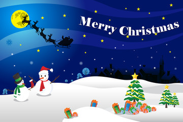 Fototapeta na wymiar Merry Christmas card vector illustration