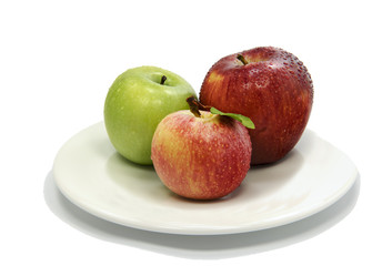 Three colorful apples isolated on white background