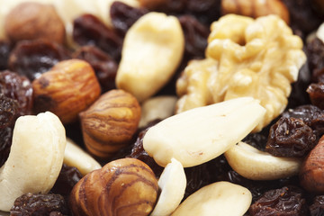 Trail mix nuts and raisins