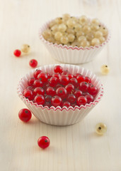 Autumn healthy dessert, berries of redcurrant and whitecurrant