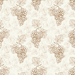 Seamless pattern with illustration of grapes