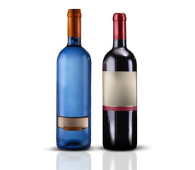 bottiglie di vino su fondo bianco