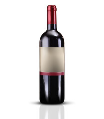bottiglia di vino su fondo bianco