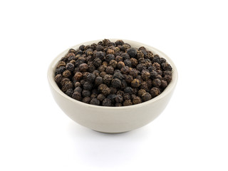 Black peppercorn isolated on white background