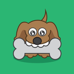 Small puppy with a large bone