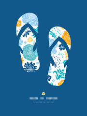 Vector blue and yellow flower silhouettes flip flops decor