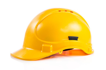 Yellow safety helmet on white background.  hard hat isolated on