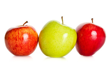 fresh colorful apples isolated on white background
