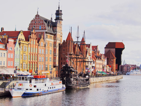 Gdansk Cityscape and Moltawa River in Poland