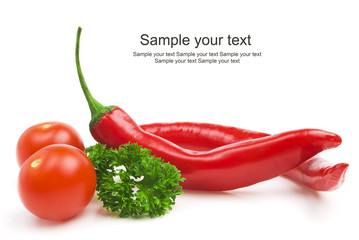 Tomato and red hot chili peppers