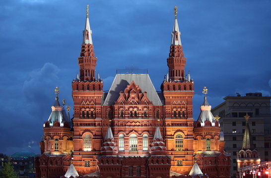 National Historic Museum at Red Square of Moscow by night