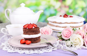 Chocolate cake with strawberry