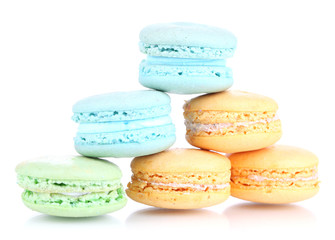 Gentle macaroons isolated on white