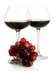 Red wine isolated on white