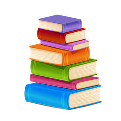 Stack of colorful books isolated on white