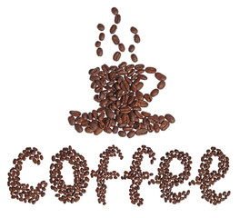 Сup of coffee from coffee beans