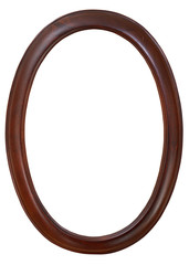 dark brown oval wooden picture frame - obrazy, fototapety, plakaty